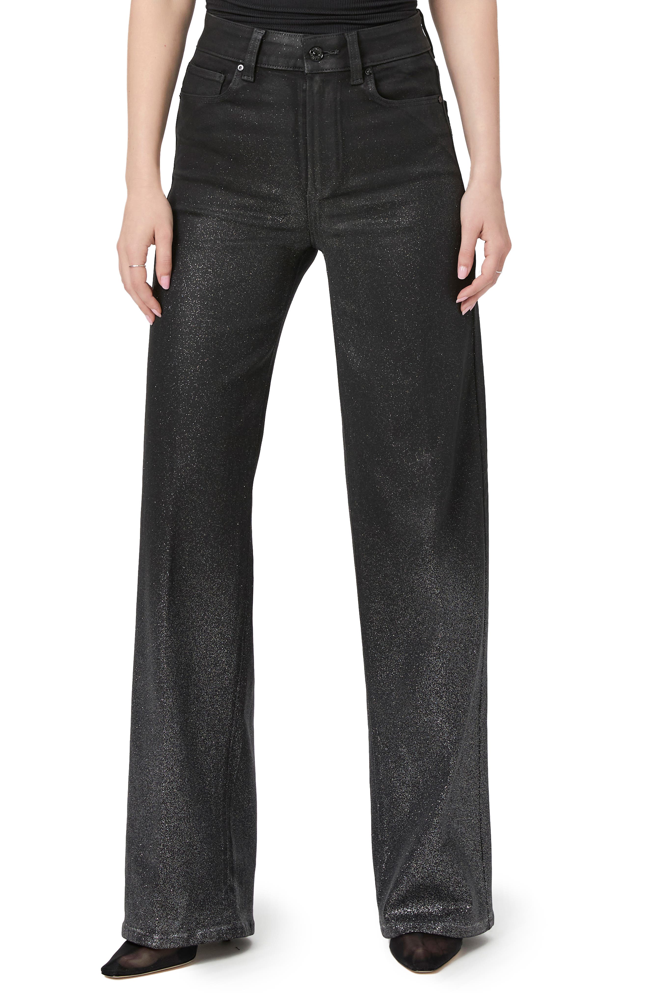 Sasha Ombré Sparkle Coated High Waist Wide Leg Jeans