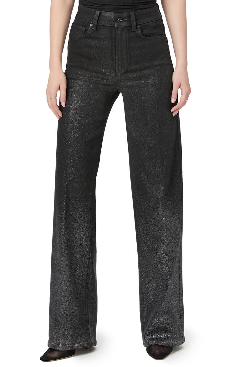Sasha Ombré Sparkle Coated High Waist Wide Leg Jeans, Main, color, BLKSLVLUXE