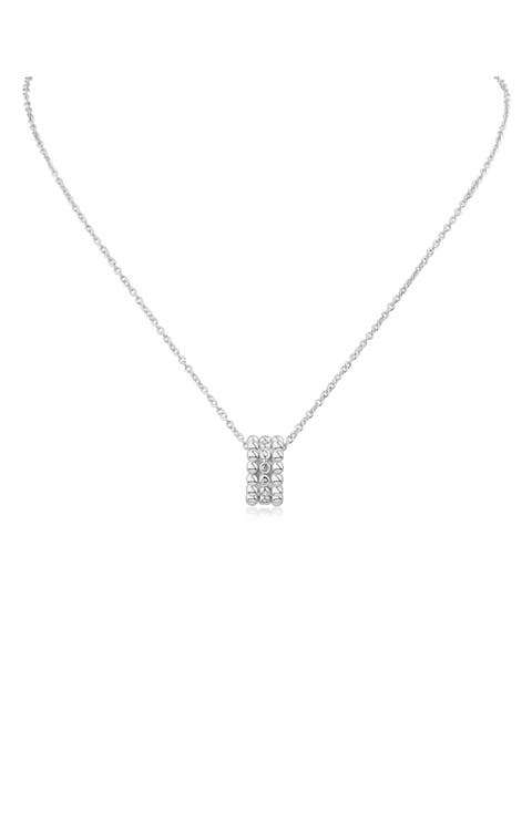 Triple Row Cubic Zirconia Pendant Necklace