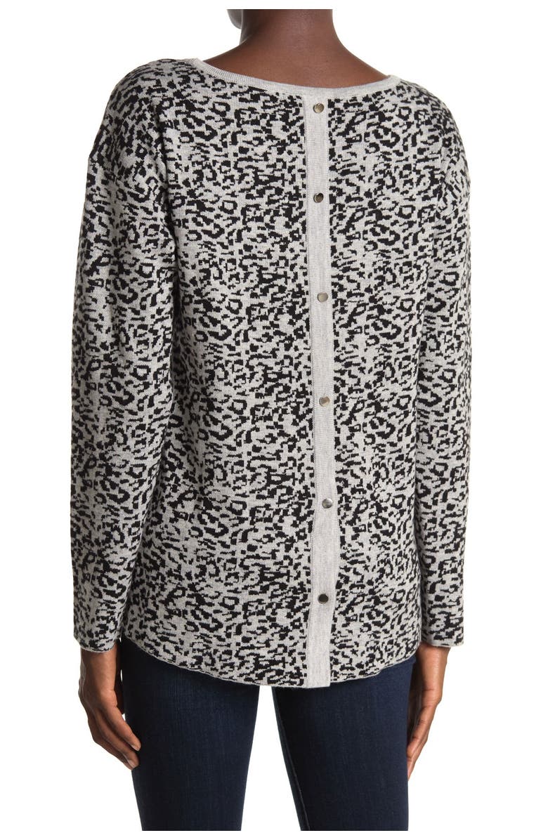 NYDJ Leopard Print Button Back Sweater, Alternate, color, 