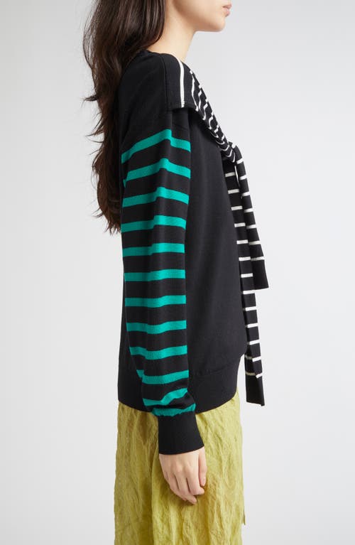 Zankov Theodore Stripe Merino Wool Sweater With Stripe Scarf Detail In Multi