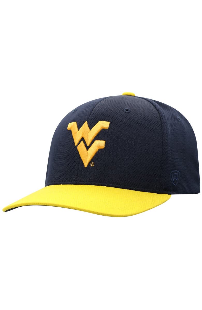 TOP OF THE WORLD Men's Top of the World True Navy West Virginia Mountaineers Reflex Two-Tone Flex Hat, Alternate, color, True Navy
