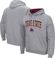 COLOSSEUM Men's Colosseum Heathered Gray Texas State Bobcats Arch and Logo Pullover Hoodie
