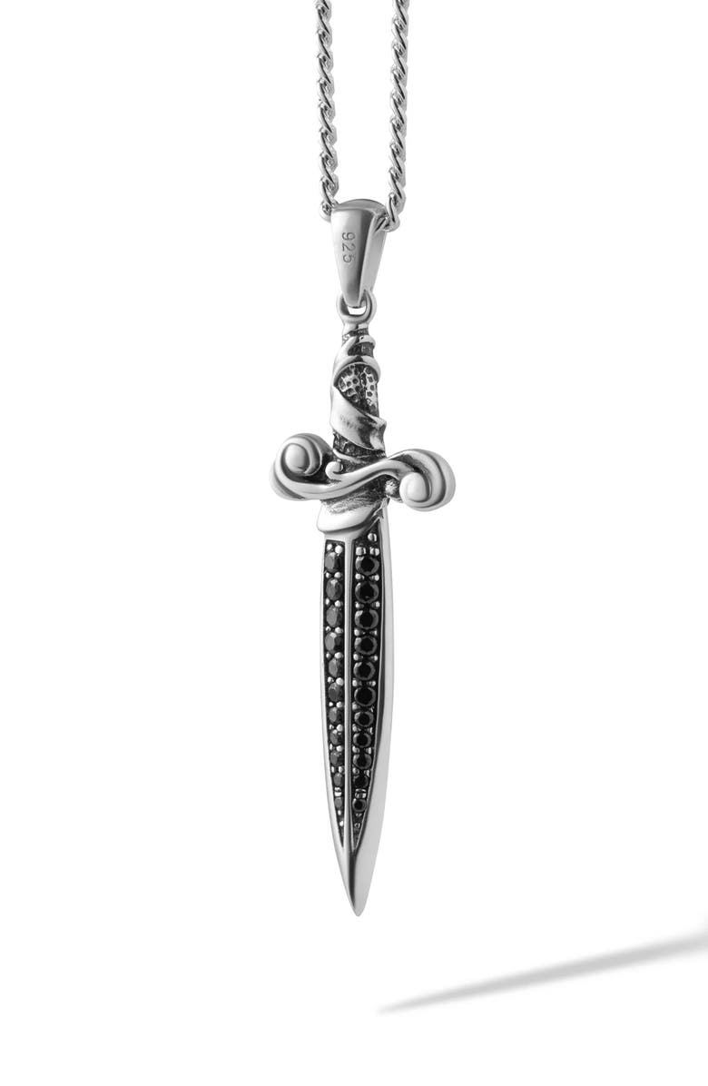 Vincero Dagger Pendant Necklace, Alternate, color, Silver/ Black Onyx
