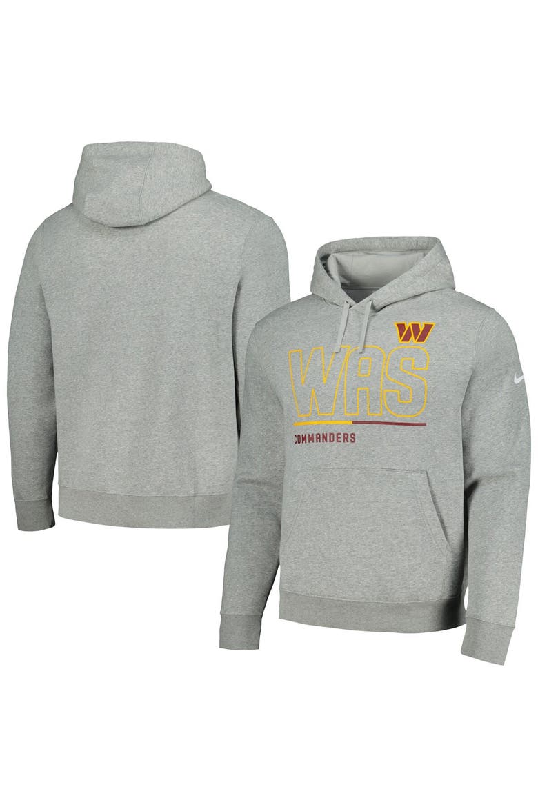 Men's Nike Heather Gray Washington Commanders City Code Club Fleece Pullover Hoodie, Main, color, Heather Gray