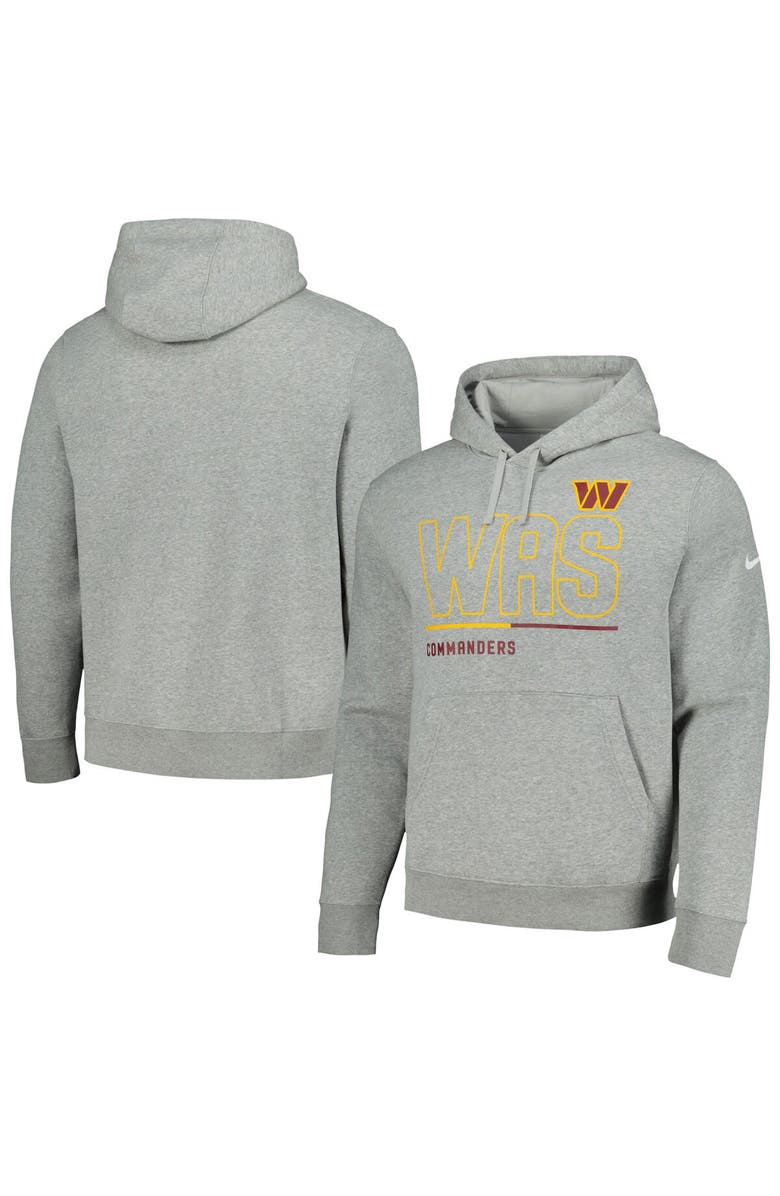 Nike Men's Nike Heather Gray Washington Commanders City Code Club Fleece Pullover Hoodie, Main, color, Heather Gray
