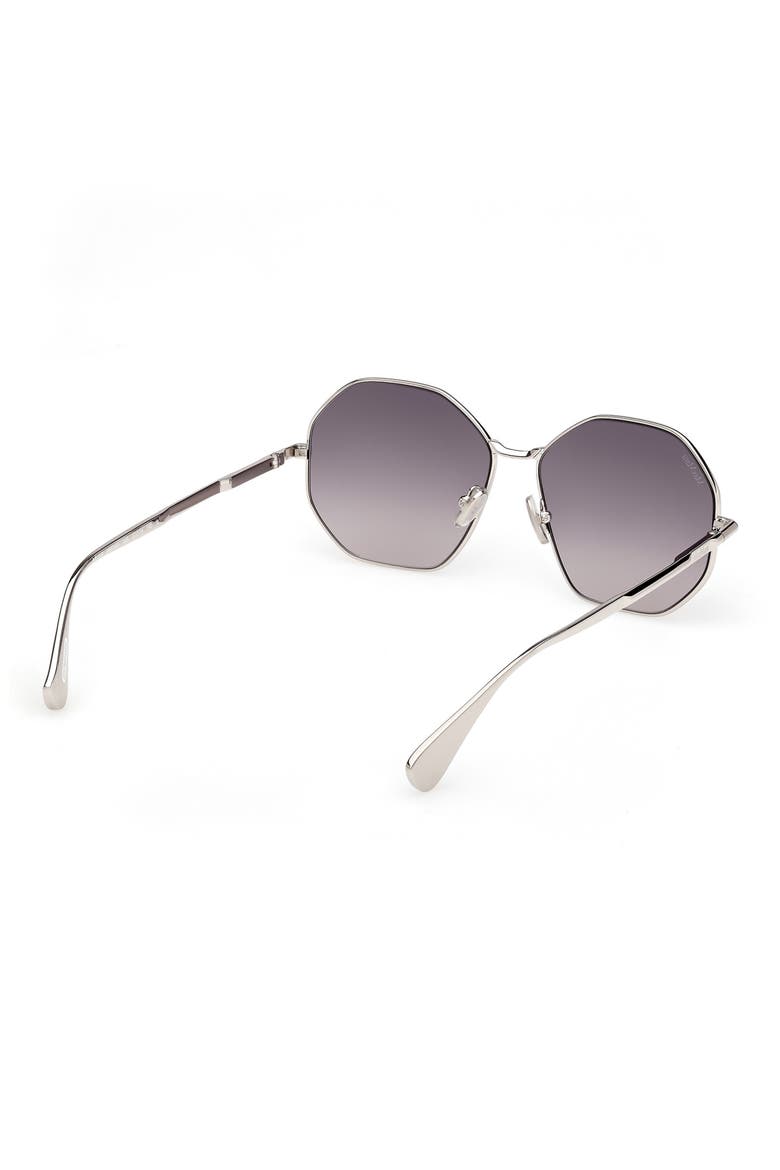 57mm Geometric Sunglasses, Alternate, color, RUTHENIUM / GRADIENT SMOKE