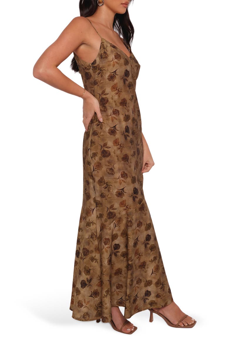 Fia Floral Print Chiffon Maxi Dress, Alternate, color, TAN FLORAL