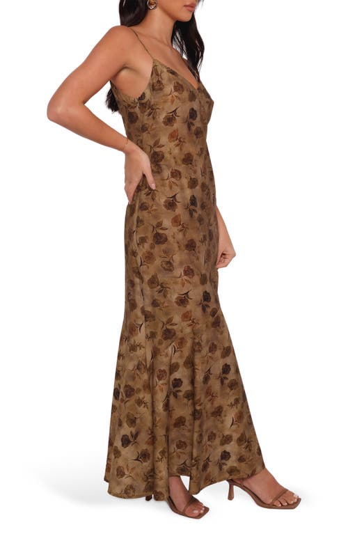 Petal And Pup Petal & Pup Fia Floral Print Chiffon Maxi Dress In Brown