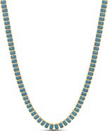 SHYMI Emerald Cut Simulated Turquoise Tennis Necklace