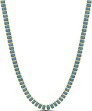 SHYMI Emerald Cut Simulated Turquoise Tennis Necklace