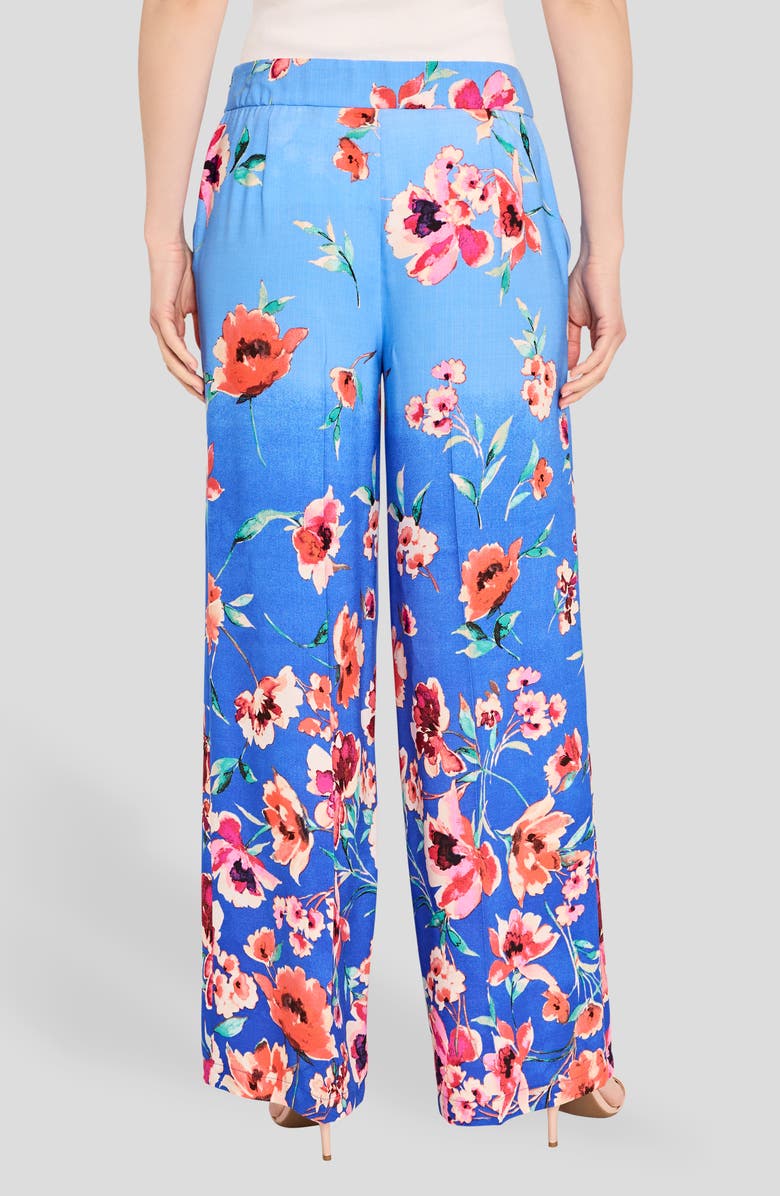 Tahari ASL Floral Wide Leg Pants, Alternate, color, Peri Floral
