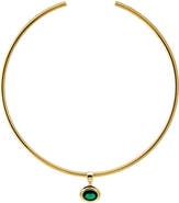 BY ADINA EDEN Colored CZ Oval Bezel/ Solid Tube Open Collar Pendant Necklace