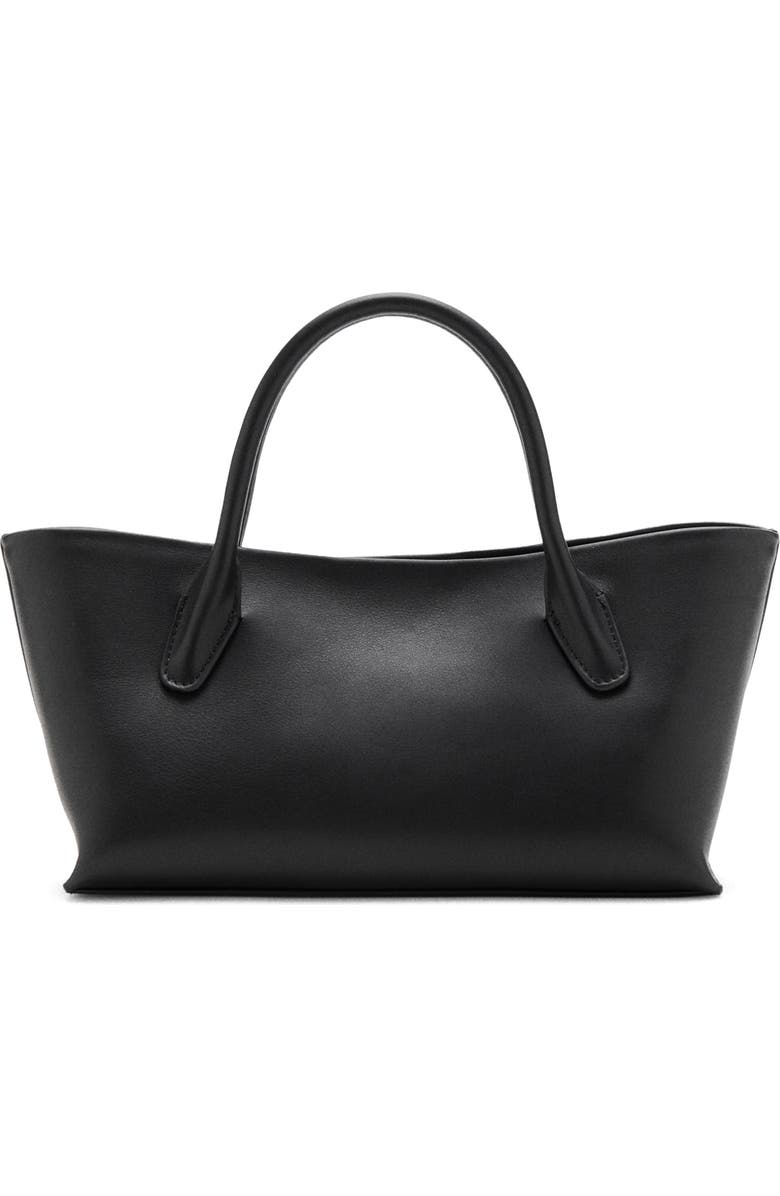 MANGO Starring Hailey Bieber Leather Tote, Main, color, Black