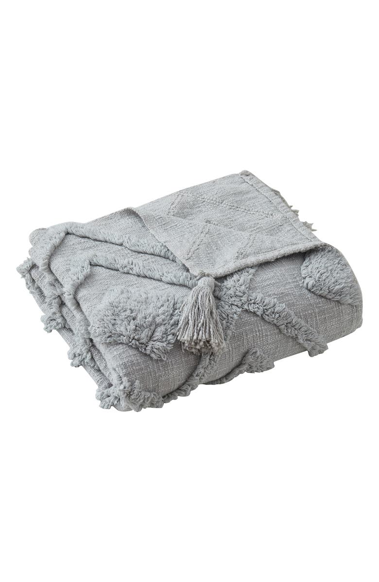 VCNY HOME Textured Tassel Throw Blanket, Alternate, color, Grey