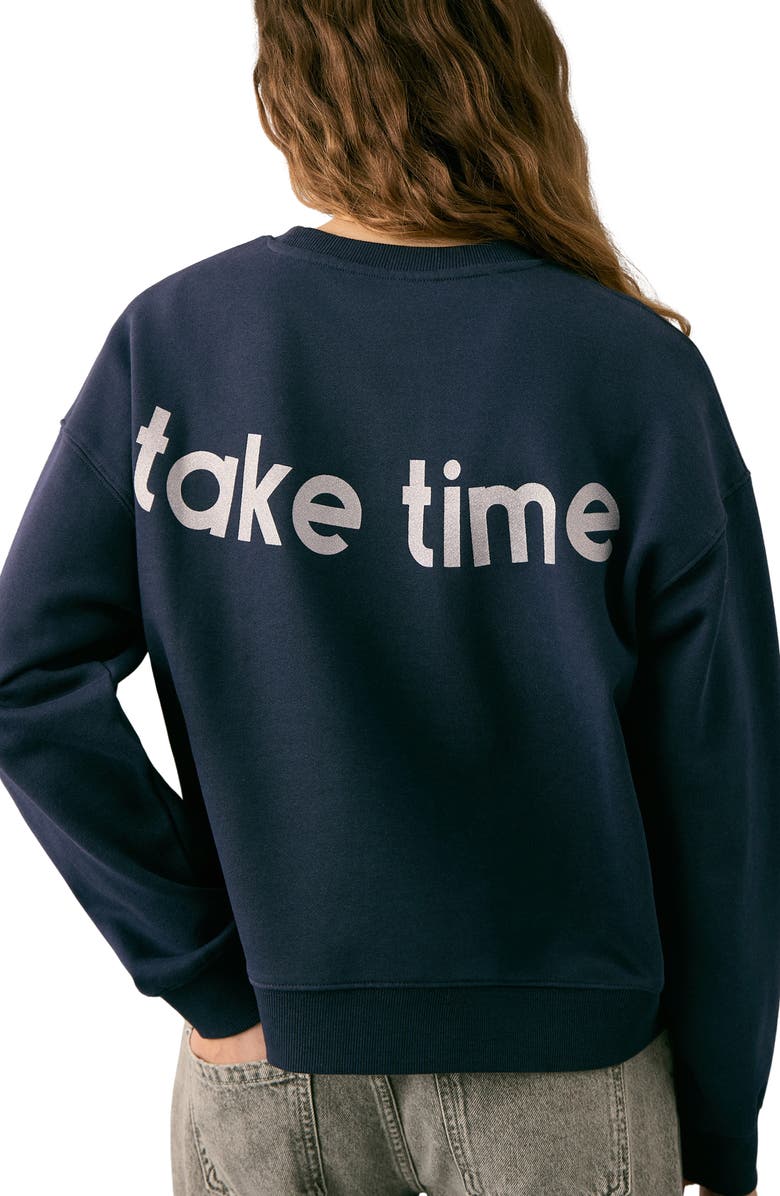 MANGO TEEN Glitter Message Sweatshirt, Alternate, color, Navy