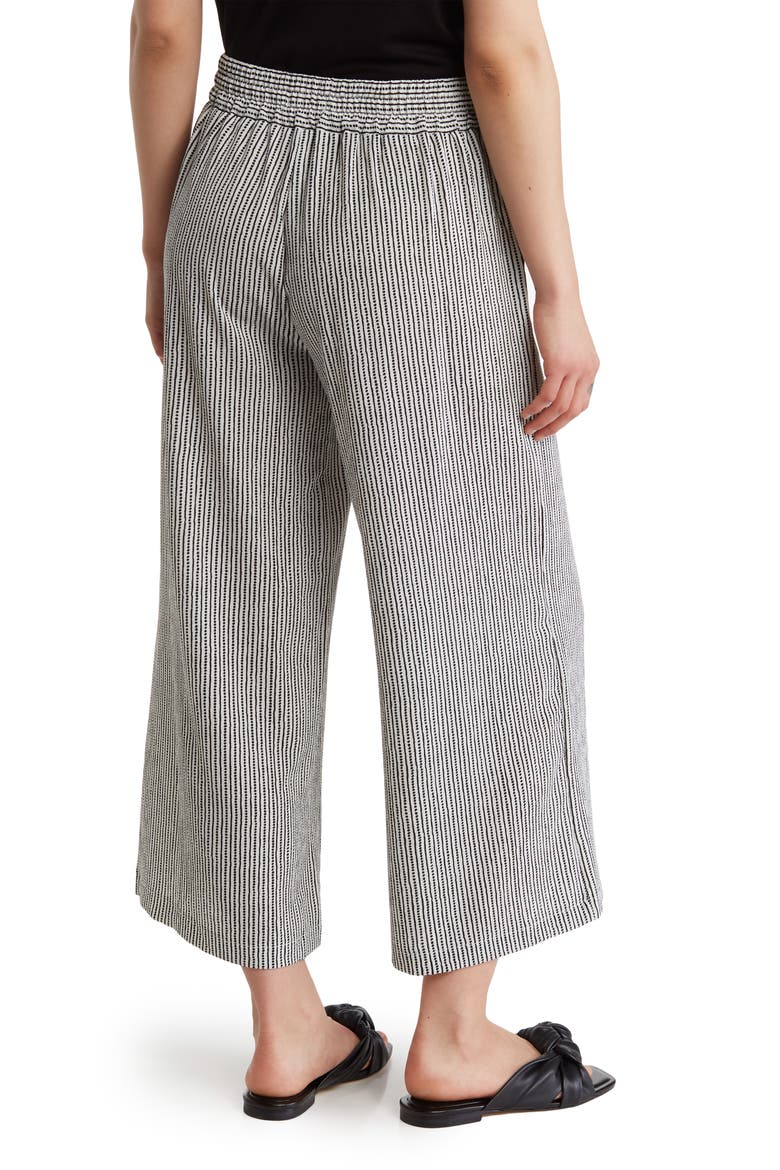 Pull-On Crop Wide Leg Pants, Alternate, color, CREAM/ BLACK STRIPE DASH