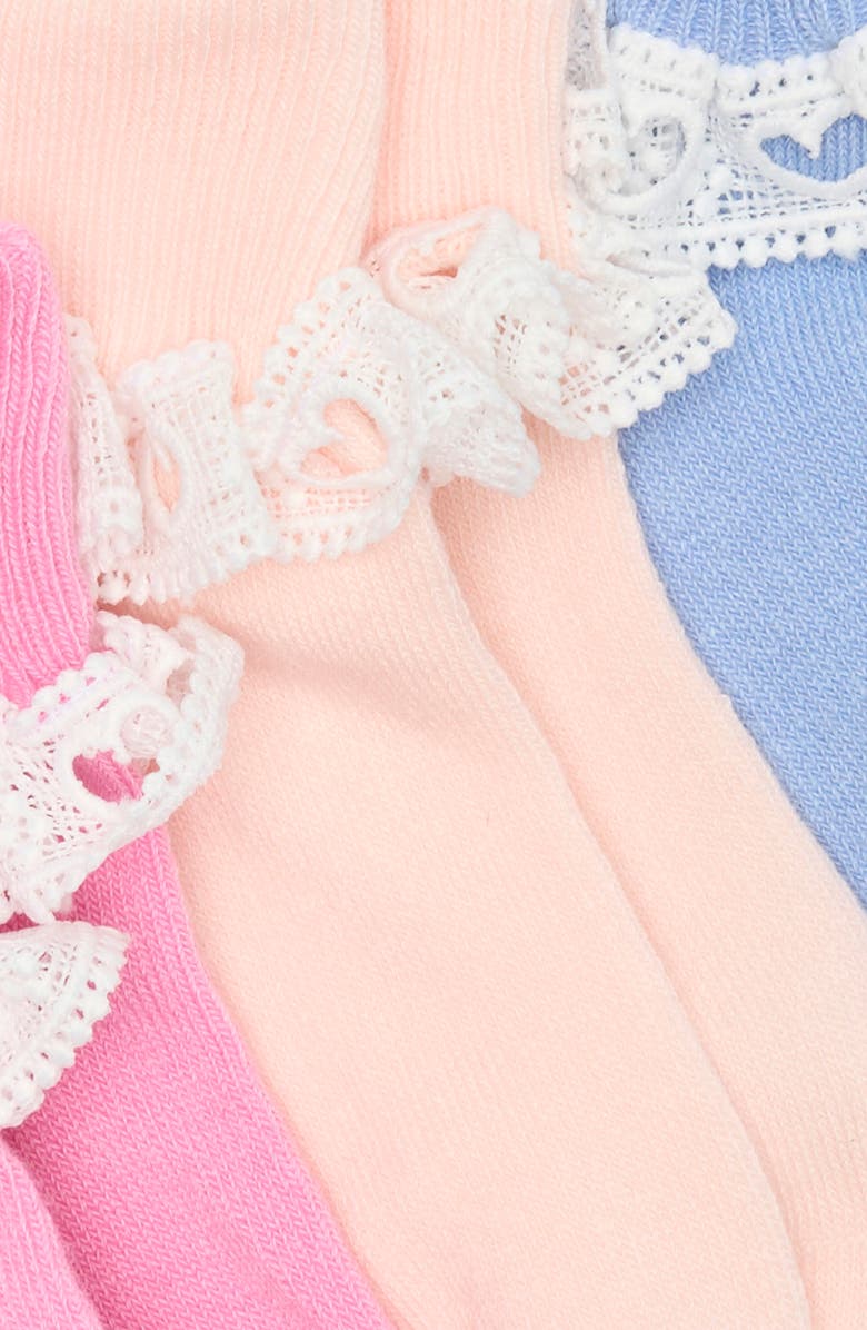 Nordstrom Kids' 3-Pack Crochet Trim Ankle Socks, Alternate, color, 