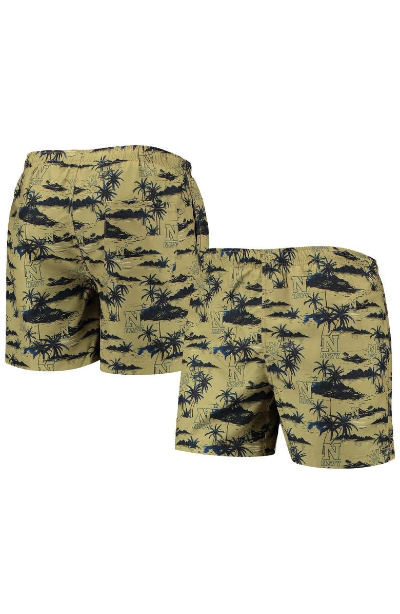 FOCO Men's FOCO Gold Navy Midshipmen Island Palm Swim Trunks, Main, color, Gold