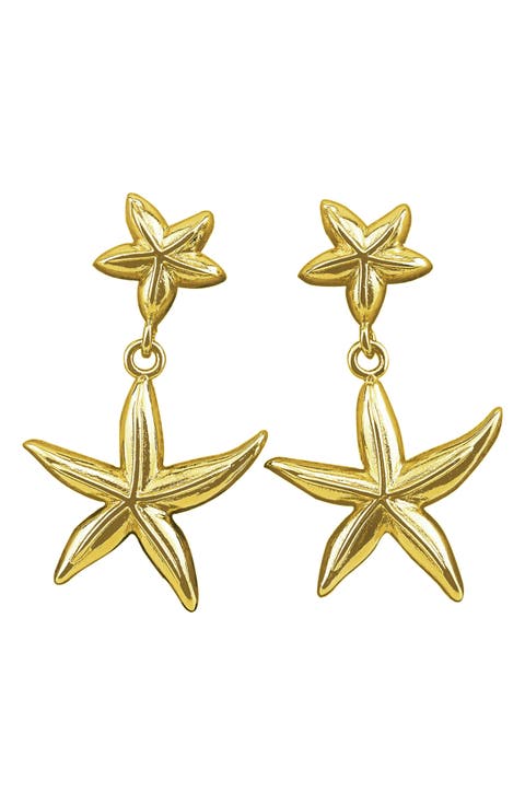 Double Starfish Drop Earrings