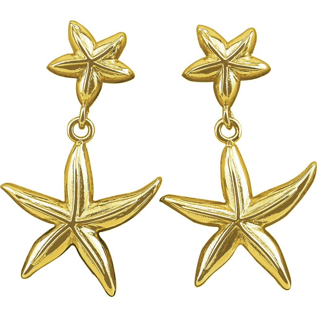 Panacea Double Starfish Drop Earrings In Gold