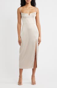 Amanda Uprichard Lyra Bustier Bodice Satin Pencil Dress