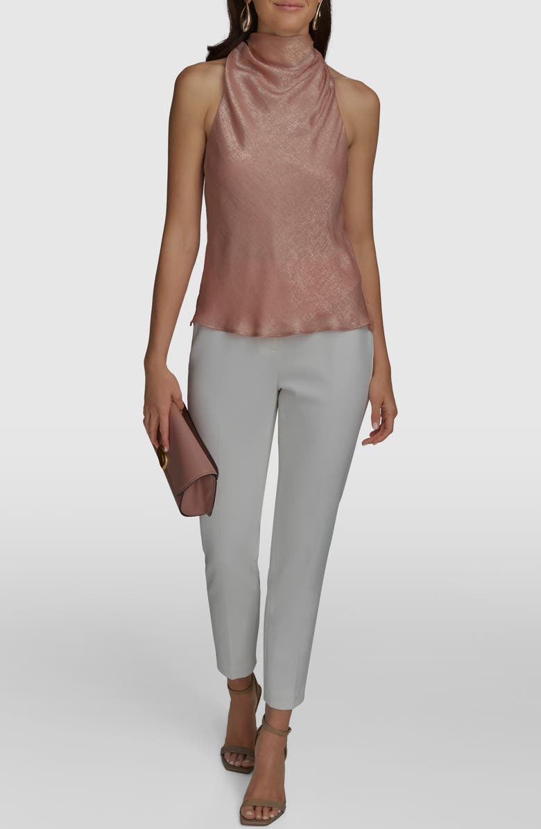 Donna Karan New York Cowl Neck Sleeveless Mixed Media Top, Alternate, color,