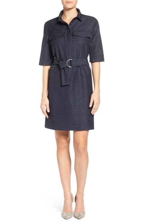 Belted Denim Shirtdress (Regular & Petite)