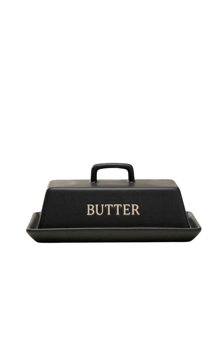 Ceramic Extra Large Butter Dish with Lid, Main, color, Black