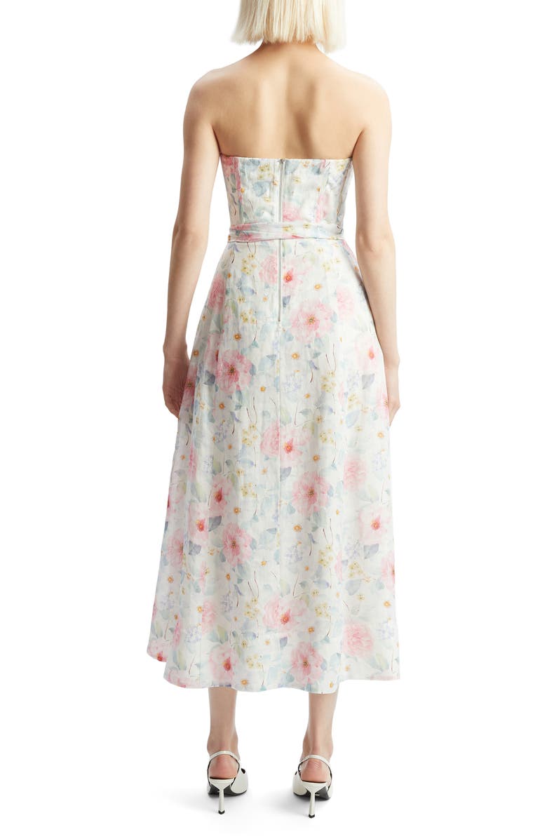 Bardot Floral Strapless Midi Dress, Alternate, color, Summer White Floral