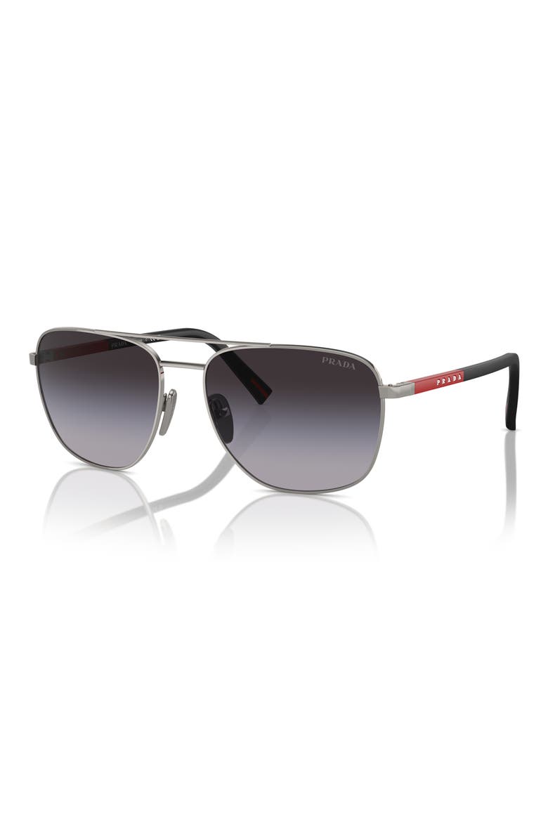 60mm Gradient Oval Sunglasses, Alternate, color, GUNMETAL