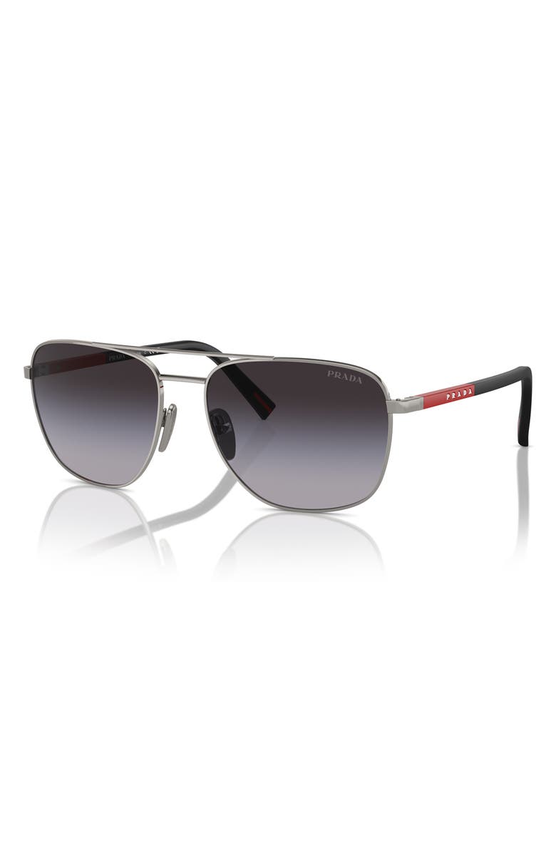Prada Linea Rossa 60mm Gradient Oval Sunglasses, Alternate, color, Gunmetal