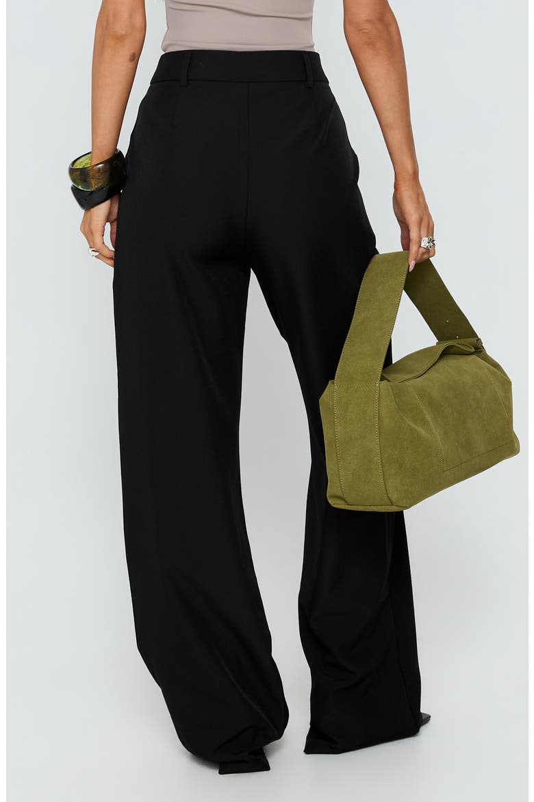 Archer Pleated High Waist Straight Leg Pants, Alternate, color, BLACK