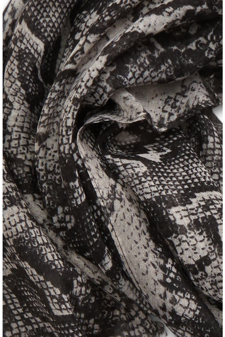 Snake Print Twill Scarf, Alternate, color, GREY