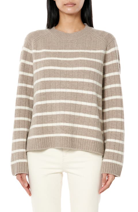 Stripe Wool & Cashmere Crewneck Sweater