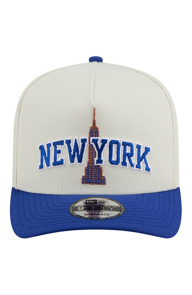 New Era Men's New Era White/Blue New York Knicks A-Frame 9FIFTY Adjustable Hat, Alternate, color, 