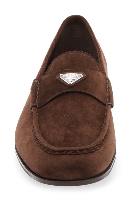 Prada Triangle Logo Loafer In Brown