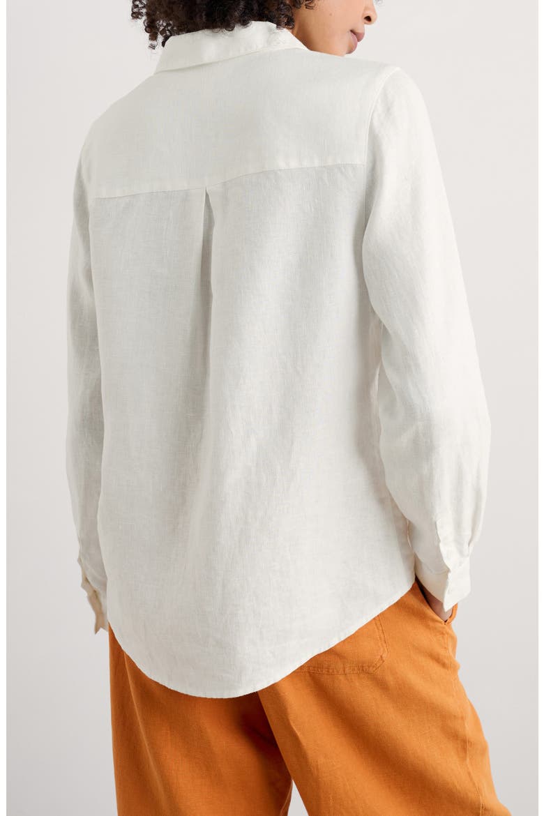 Hazel Branch Linen Button-Up Shirt, Alternate, color, CHALK