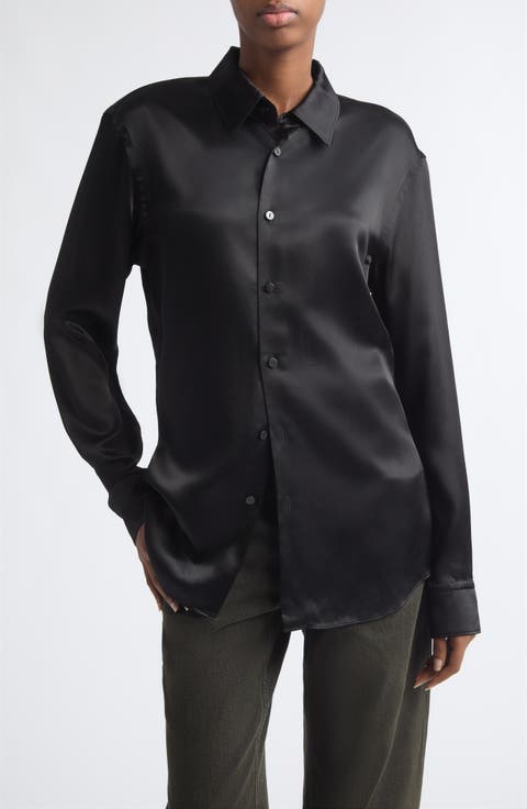 Molten Satin Button-Down Shirt