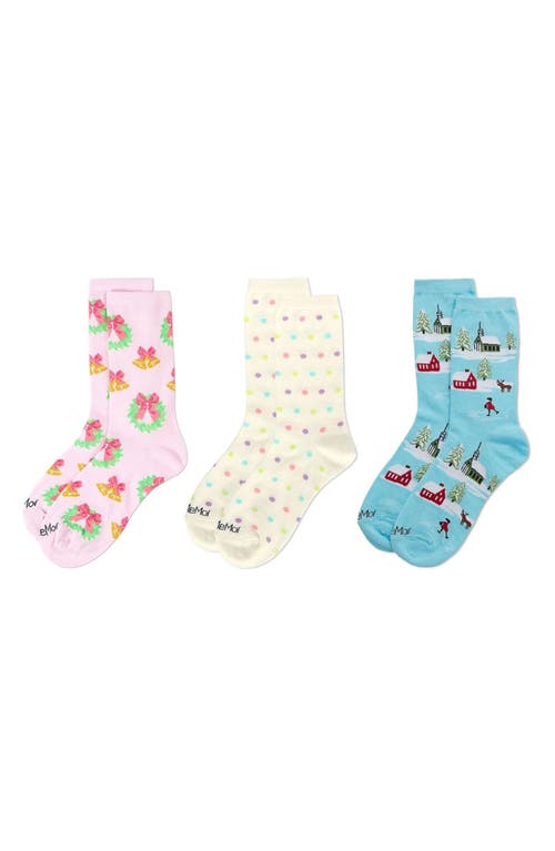 Memoi Winter Skiing Assorted 3-pack Crew Socks In Multi