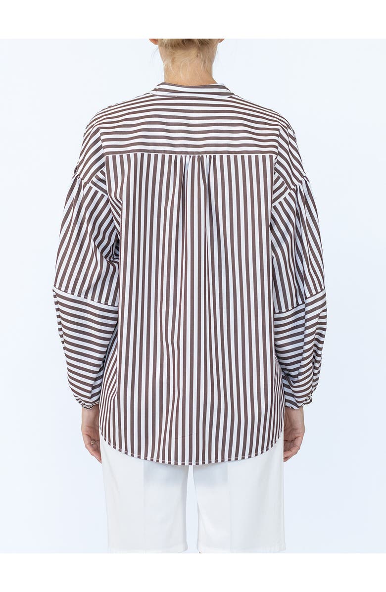 Callas Milano Keaton Shirt with lantern sleeves Stripe, Alternate, color, Brown/White