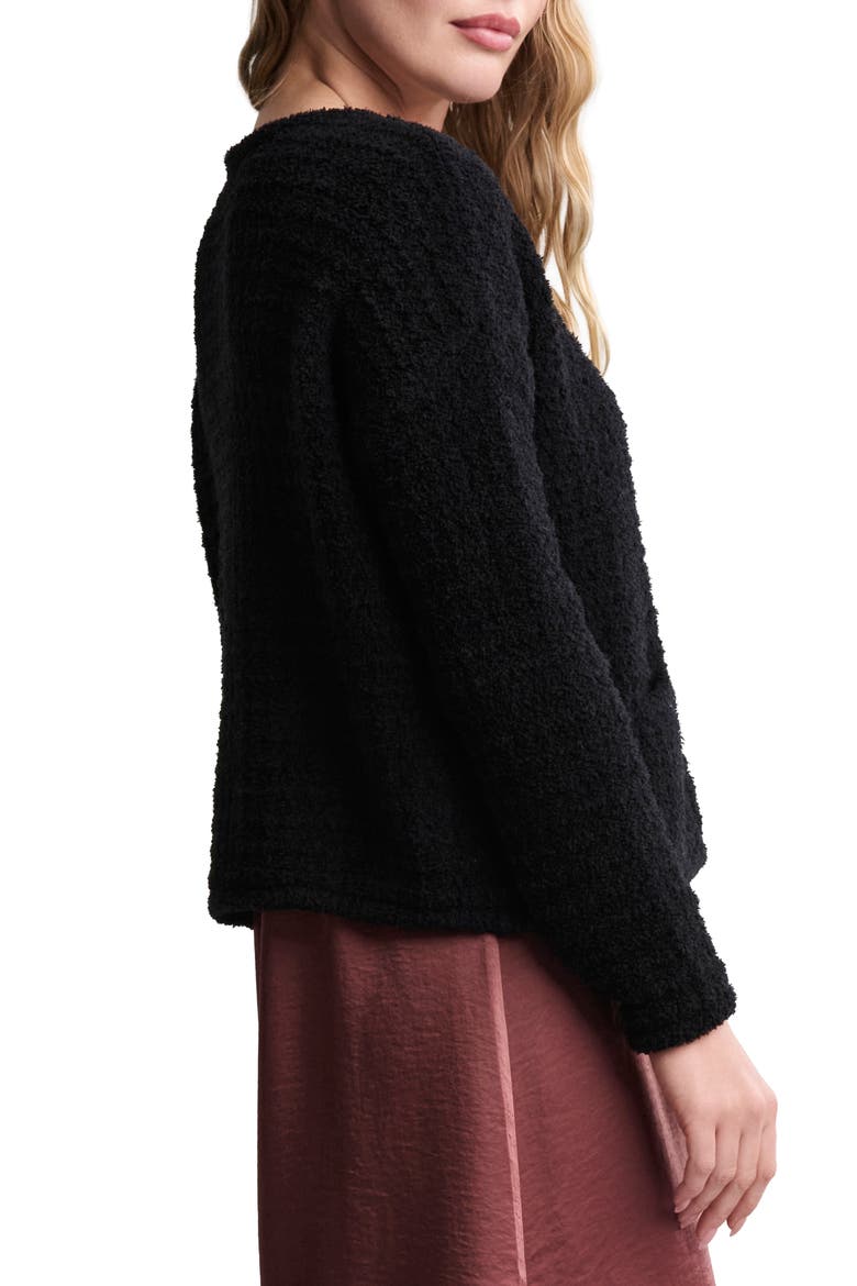 CozyChic® Textured Cardigan, Alternate, color, BLACK