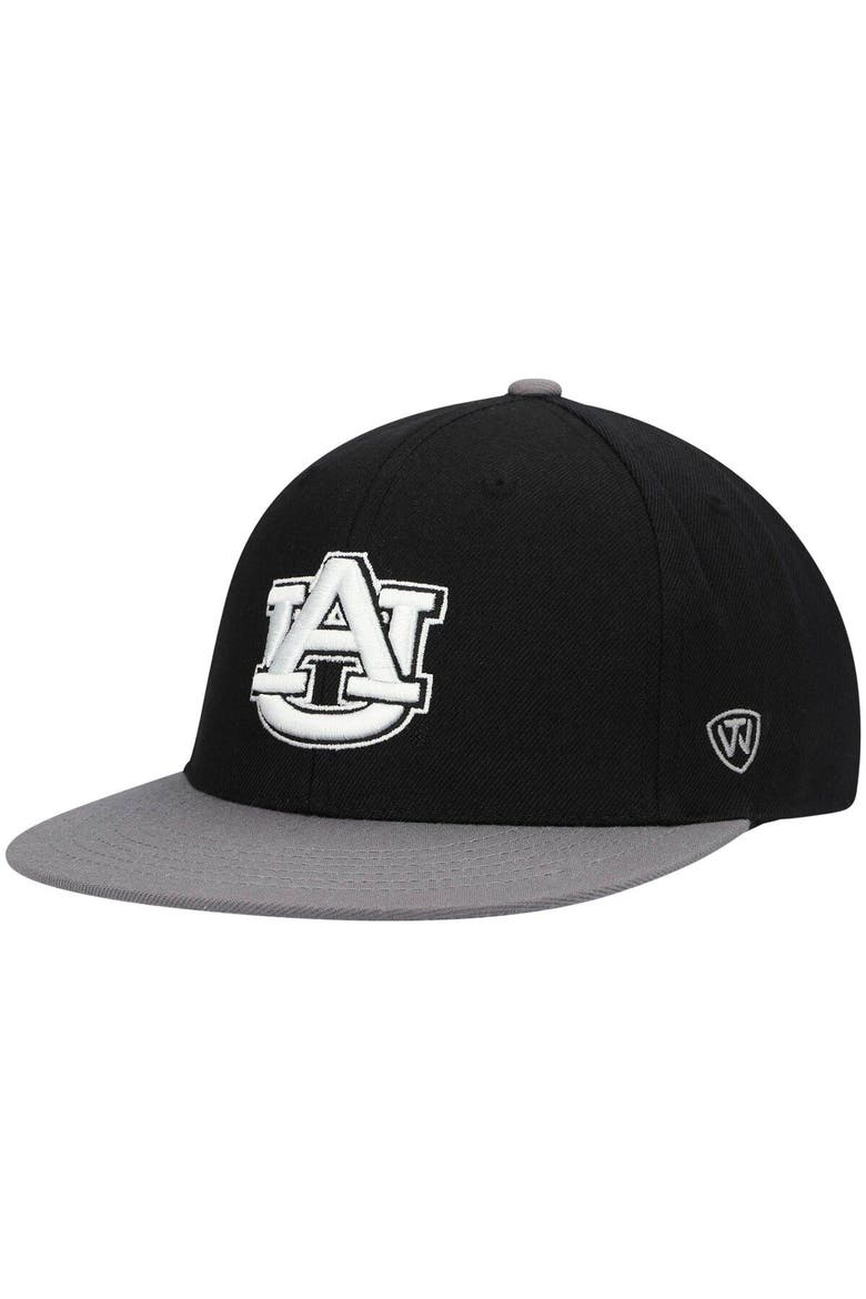 Men's Top of the World Black/Gray Auburn Tigers Team Color Two-Tone Fitted Hat, Main, color, Black