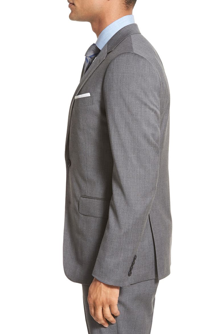 Jetsetter Slim Fit Flat Front Stretch Wool Dress Pants, Alternate, color, GREY