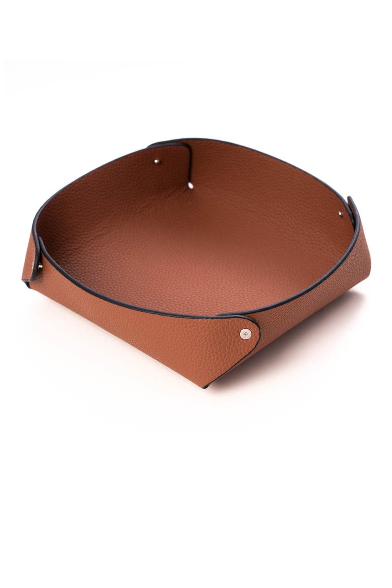Catchall Leather Valet Tray, Main, color, SADDLE