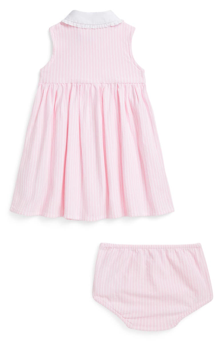 Ralph Lauren Stripe Sleeveless Cotton Piqué Sleeveless Shirtdress & Bloomers, Alternate, color, 