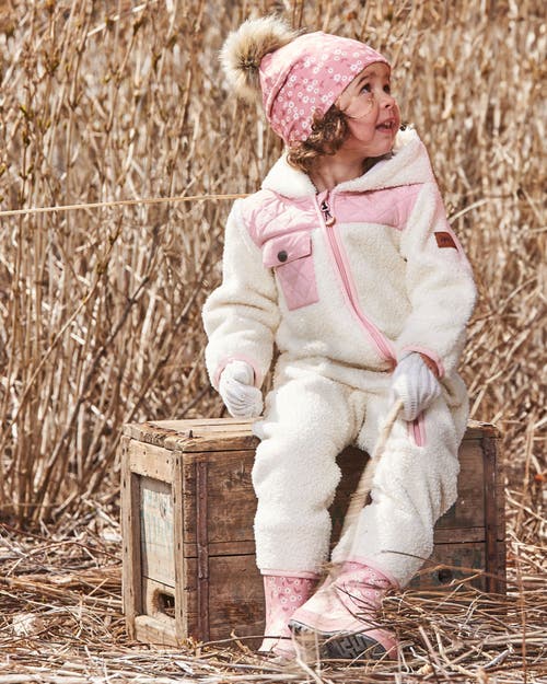 Deux Par Deux Baby Girl's Baby One-piece Mid-season Outerwear Off-white And Pale Pink In Off-white And Pale Pink