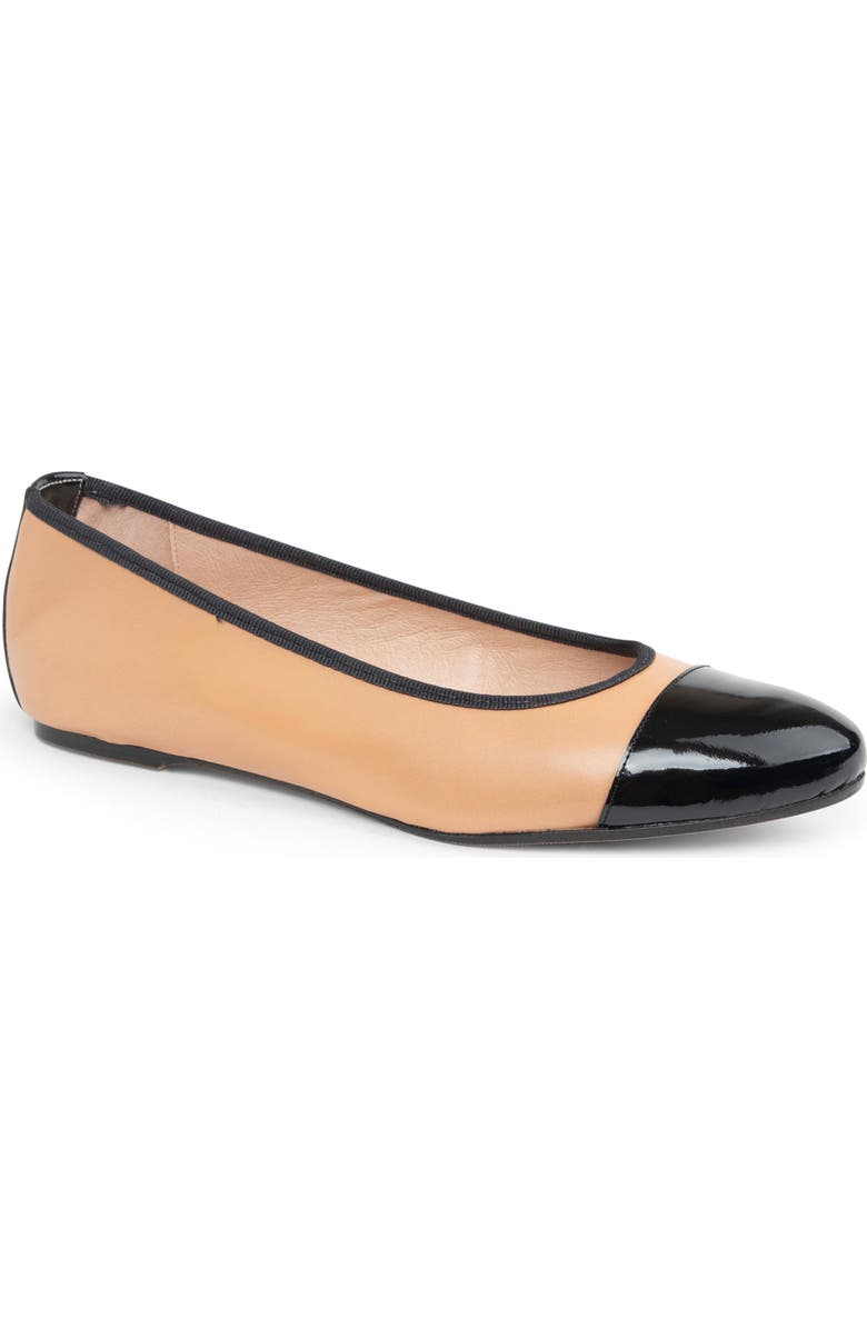 patricia green Adele Cap Toe Wedge Pump, Main, color, Beige/ Black Patent