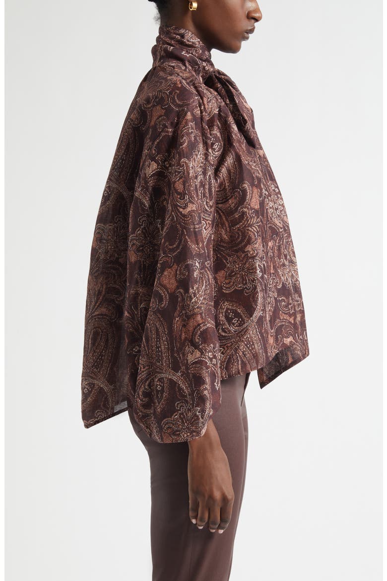 Rhett Oversize Linen & Silk Top, Alternate, color, BROWN ETCHED PAISLEY