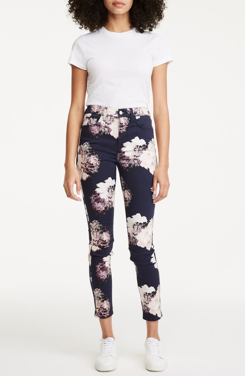JEN7 by 7 For All Mankind Floral Print Ankle Skinny Jeans, Alternate, color,